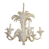 Whimsical Painted Tole Chandelier Featuring Palm Design