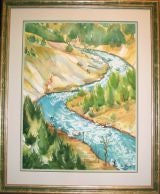 Watercolor "Artist's Point at Yellowstone River"
