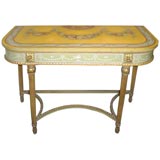 Adams style hand-decorated demilune giltwood console