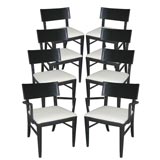 set 8 klismos-style dining chairs