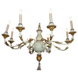 8 arms Tole and Wood Chandelier