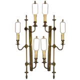 Pair Classic Modern Brass Sconces in the Parzinger Manner