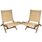 Pair Rope Woven Chairs in the Hans Wegner Manner