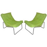 Pair LOunge Chairs With Tubular Chrome Frames