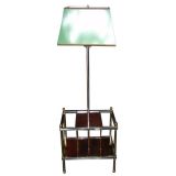 Lacquered Brass, Chrome and Rosewood Lamp Table
