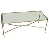 Brass Faux-Bamboo Rectangular Glass-top Coffee Table
