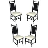 Set 4 Ebonized Caned Chairs