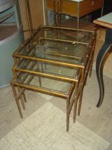 Set Gilt-Metal Faux-Bamboo Tables