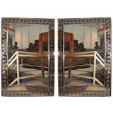Vintage A Spectacular Pair Of Rectangular "Bubble Etched" Mirrors