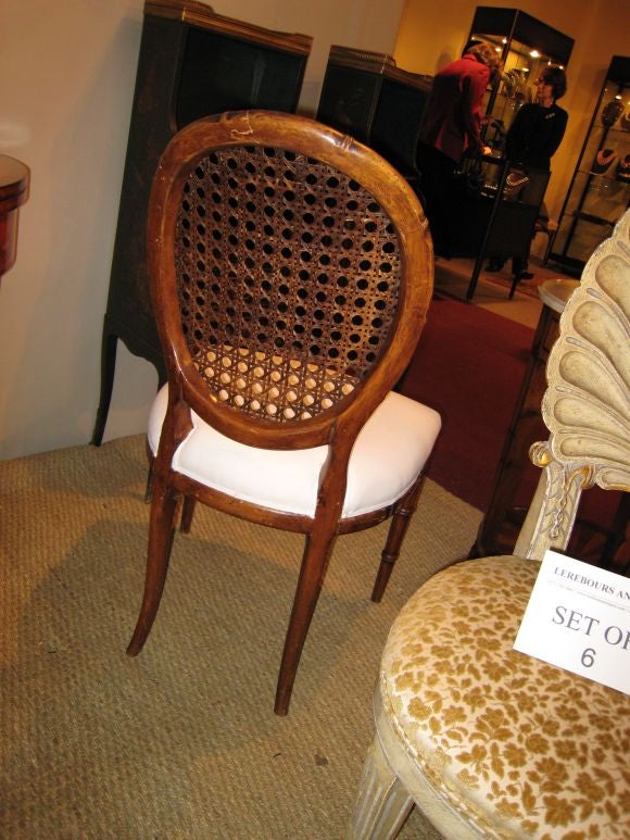 20th Century Set 6, Oval-back, caned, faux-bamboo dining chairs
