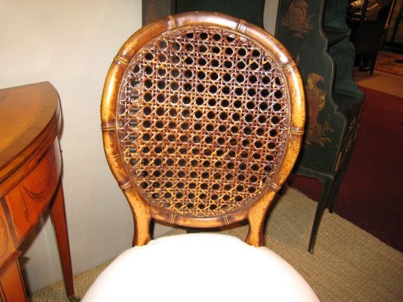 Set 6, Oval-back, caned, faux-bamboo dining chairs In Excellent Condition In New York, NY