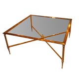 Spectacular Brass Coffee Table With Stretcher Base