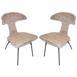 A pair of wicker Klismos Salterini Chairs