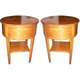 A pair of Federal Style night stands/side tables on castors