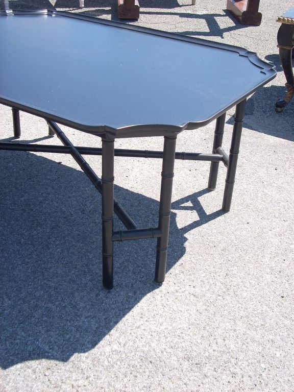 Ebonized Tray Table W. Faux Bamboo Base