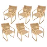 Set 6 Caned Harvey Probber Armchairs