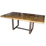 Parchment Dining Table on Bronze-Washed Cubist Base
