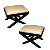 A Pair of Ebonized X-Frame Benches