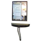 Vintage Wrought-Iron Marble-top Bracket Console and Mirror Signed Jansen