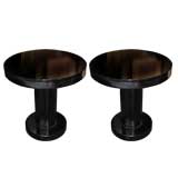 A Pair Ebonized Circular Tables