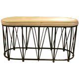 French Wrought Iron Decorative Oval  Bench