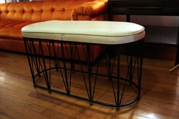 French Wrought Iron Decorative Oval  Bench