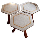 Set of 3 Harvey Probber Side Tables with hexagonal tops