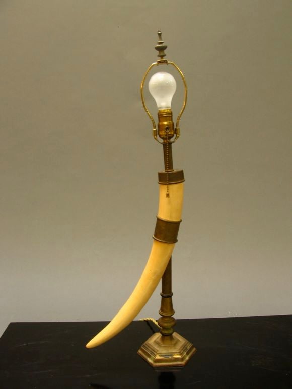 Late 20th Century Faux Elephant Tusk Table Lamp
