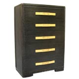 Ceruse Oak Highboy Dresser, Gold Leaf Handles