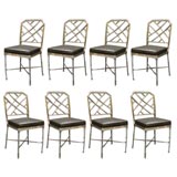 Set of Eight Faux Bamboo Aluminum Dining Chairs