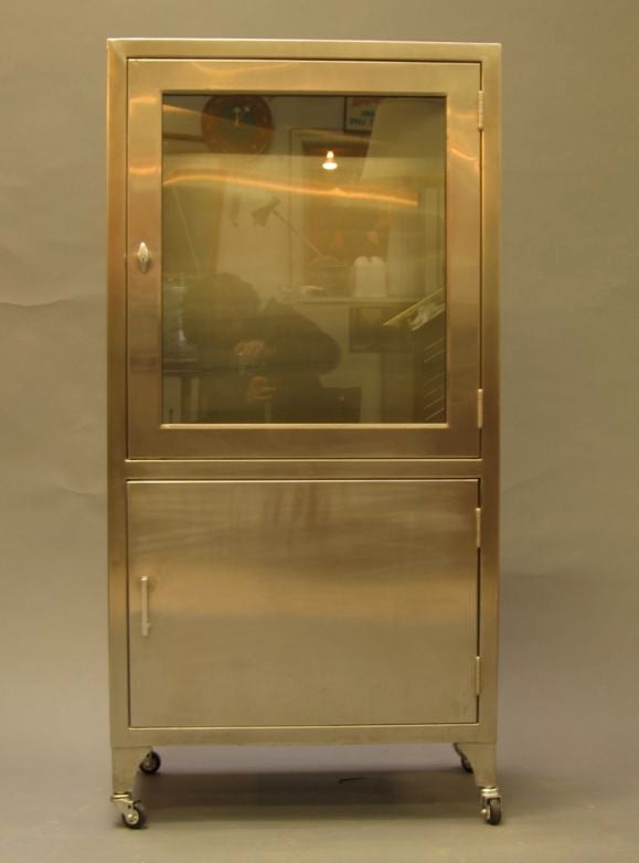 Prescription lock-down cabinets from U.S. military. Very high quality construction for use anywhere including outdoors. Matched pair, priced individually.