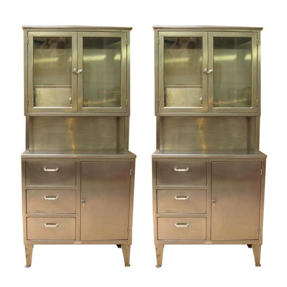 "Hoosier" Style Stainless Steel Medical Cabinets