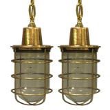 Vintage Pair of Bronze Maritime Ceiling Lights