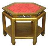 Faux Cinnabar Chinese Style Lamp Table