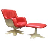 Red Leather Kukkapuro Lounge Chair and Ottoman