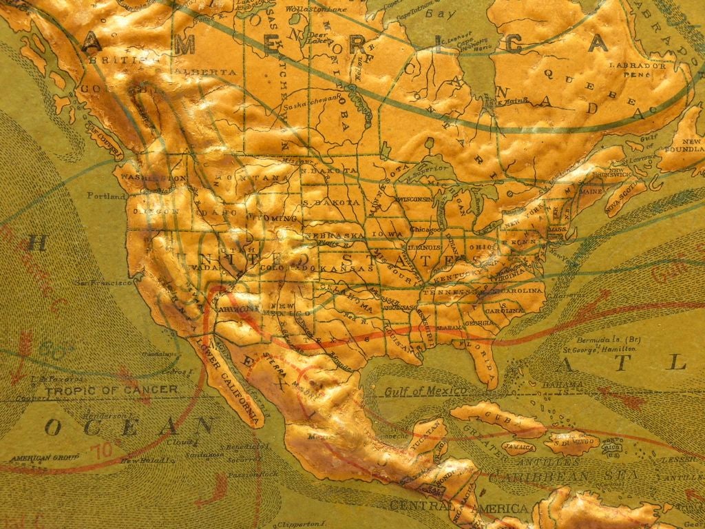 20th Century Papier Mache' Relief Map of the World