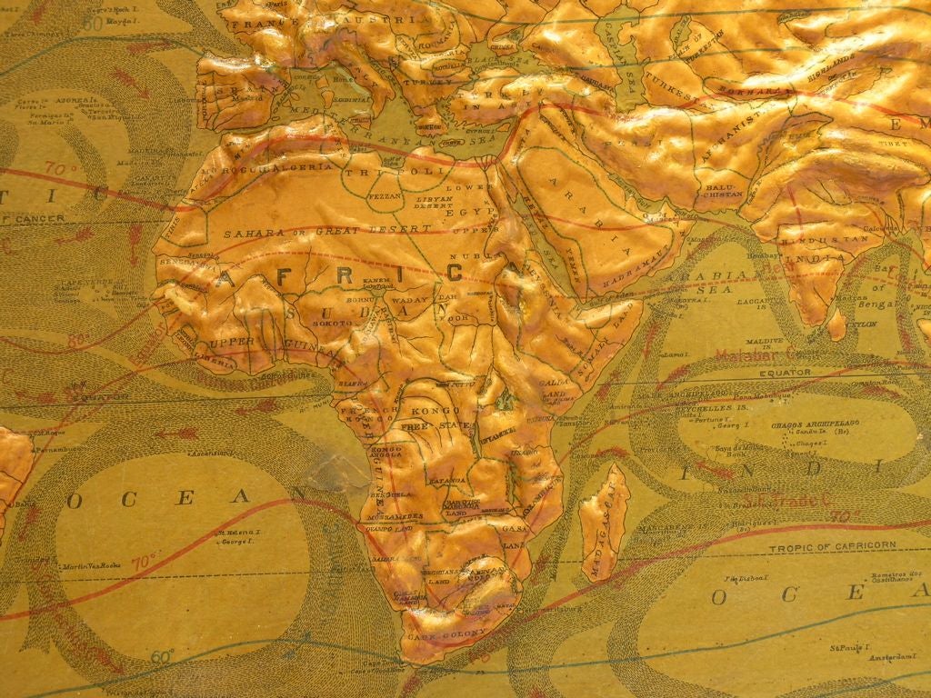 Papier Mache' Relief Map of the World 1