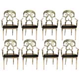 Eight Cast Aluminum Chairs with a Fanciful Line Eight Cast Aluminum Chairs with a Fanciful Line