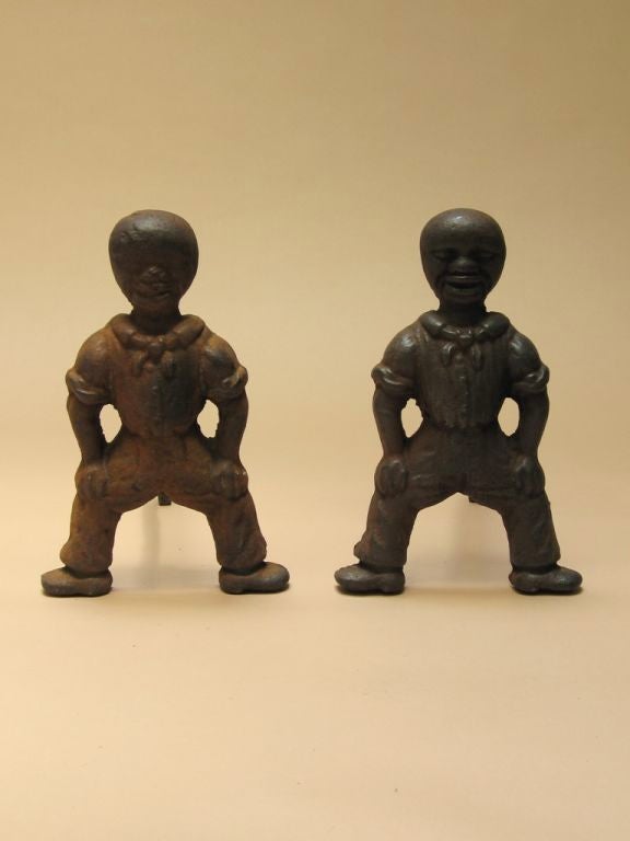 O.K. these may be politically incorrect, but they are historical. Sand cast, nice and crude. Priced as pair, of course.