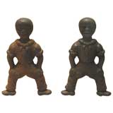 Pre-Civil War, Sand-Cast Iron "Plantation Boy" Andirons