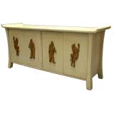 Ivory Lacquer Asian Credenza