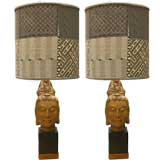 Pair Monumental Quan Yin Table Lamps