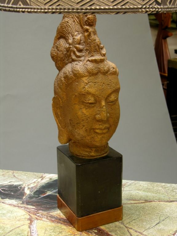 Pair Monumental Quan Yin Table Lamps