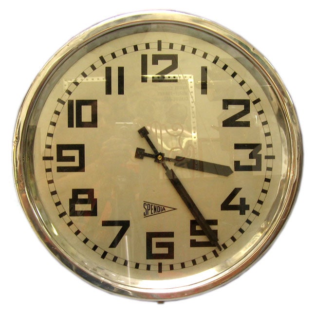 Art Deco, Industrial "Spendia" Electric Wall Clock at 1stDibs