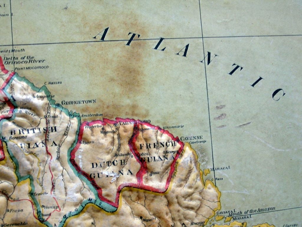 American Papier Mache' Relief Map of South America