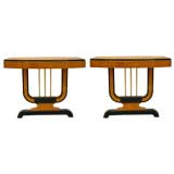 Pair of 40
s Moderne "Lyre" Console Tables