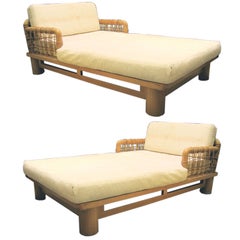 Pair of Large Scale Chaises in the style of Michael Taylor
