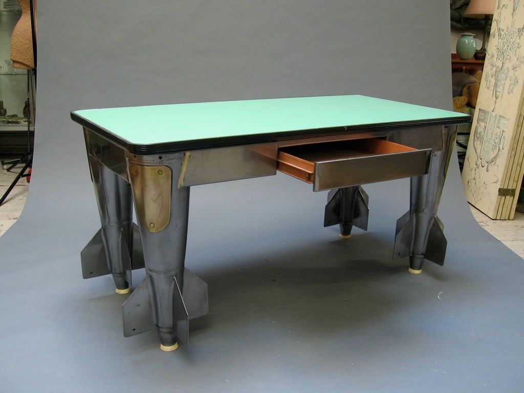 Polished Bomb Legged Desk For Sale