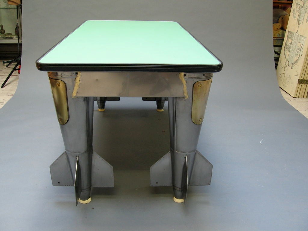 Brass Bomb Legged Desk For Sale
