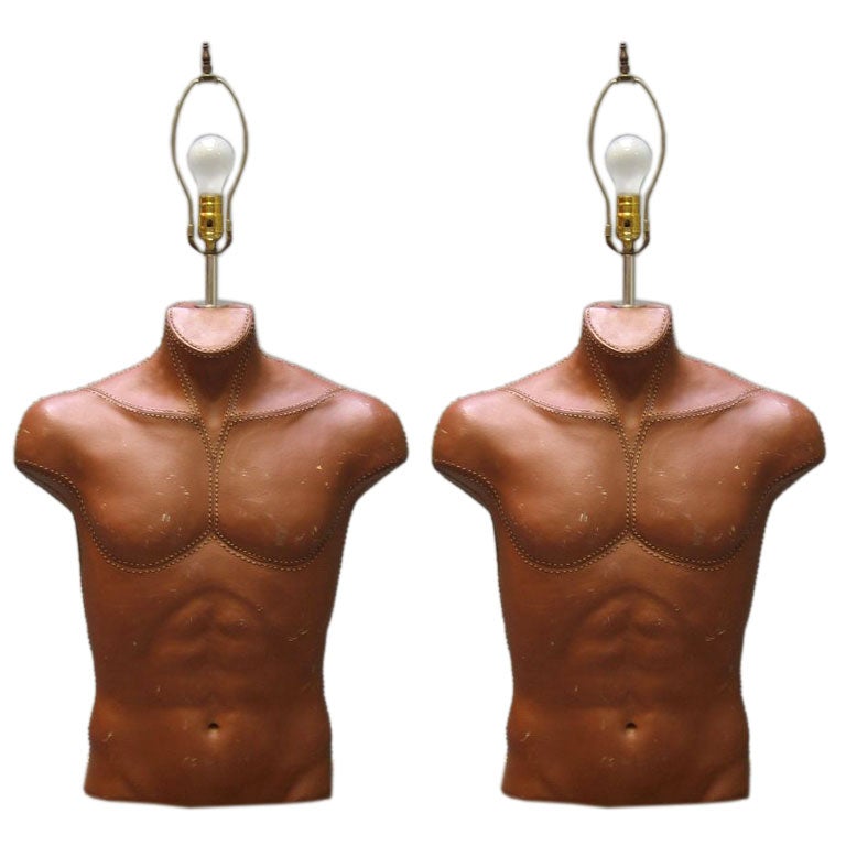 Faux Stitched Leather Male Torso Lights